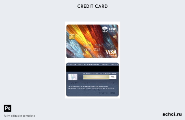 цифровая загрузка шаблона электронной карты Visa First National Bank (FNB) Южной